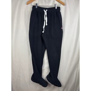 Feejays Adult Cloud Footed Sweatpants with Sherpa Fleece Lined Feet sz XS Black